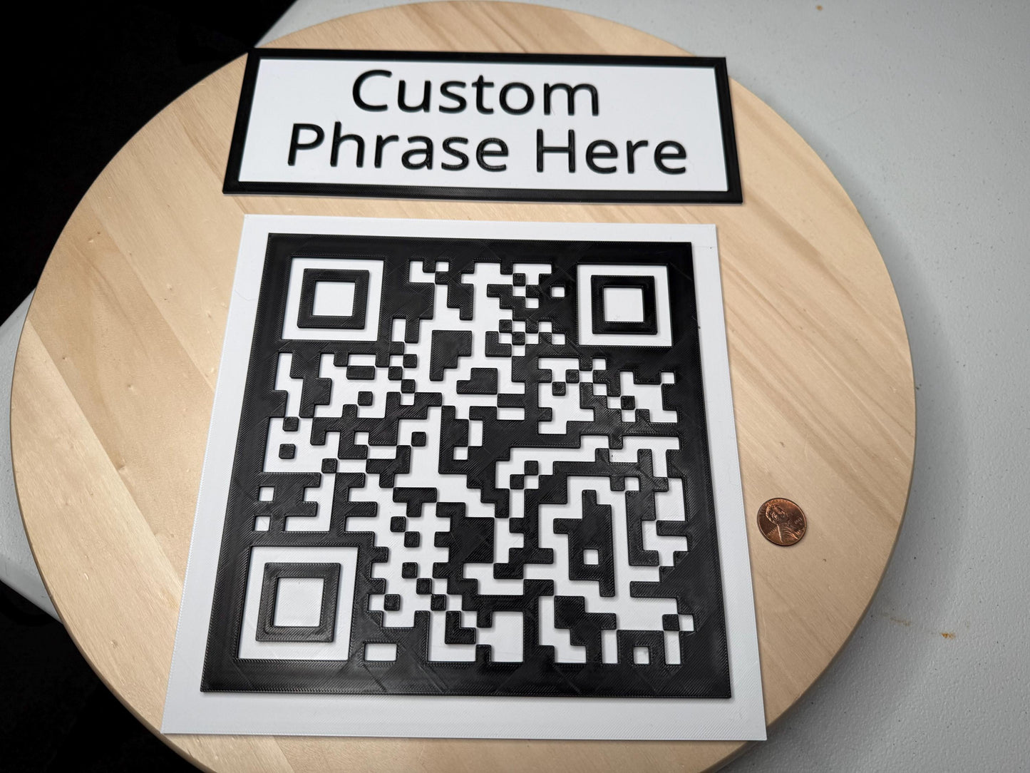 Large Custom QR Code Sign with Custom Phrase | Tabletop Business Display | Restaurant, Wedding, Event Sign Square