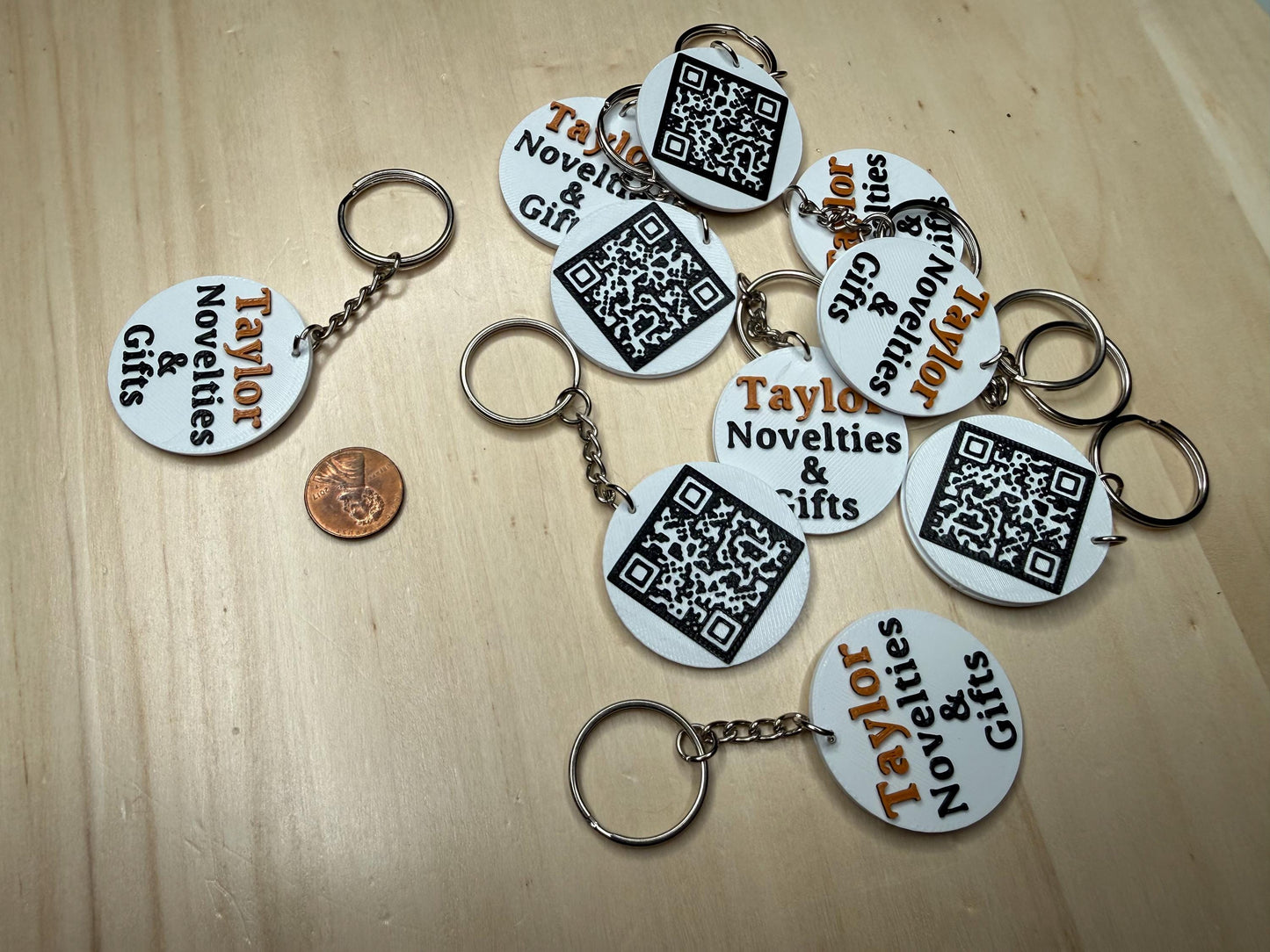 Custom QR Code & Text Keychain | Personalized Scan Tag | Business, Contact, Social Media Link Key Chain