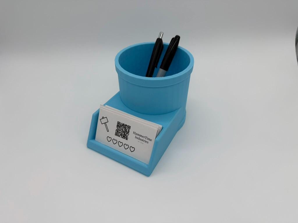 Standard Landscape & Portrait Business Card Stand β Pencil & Pen Holder Display Tray | Desk Organizer for Office, Home, or Events