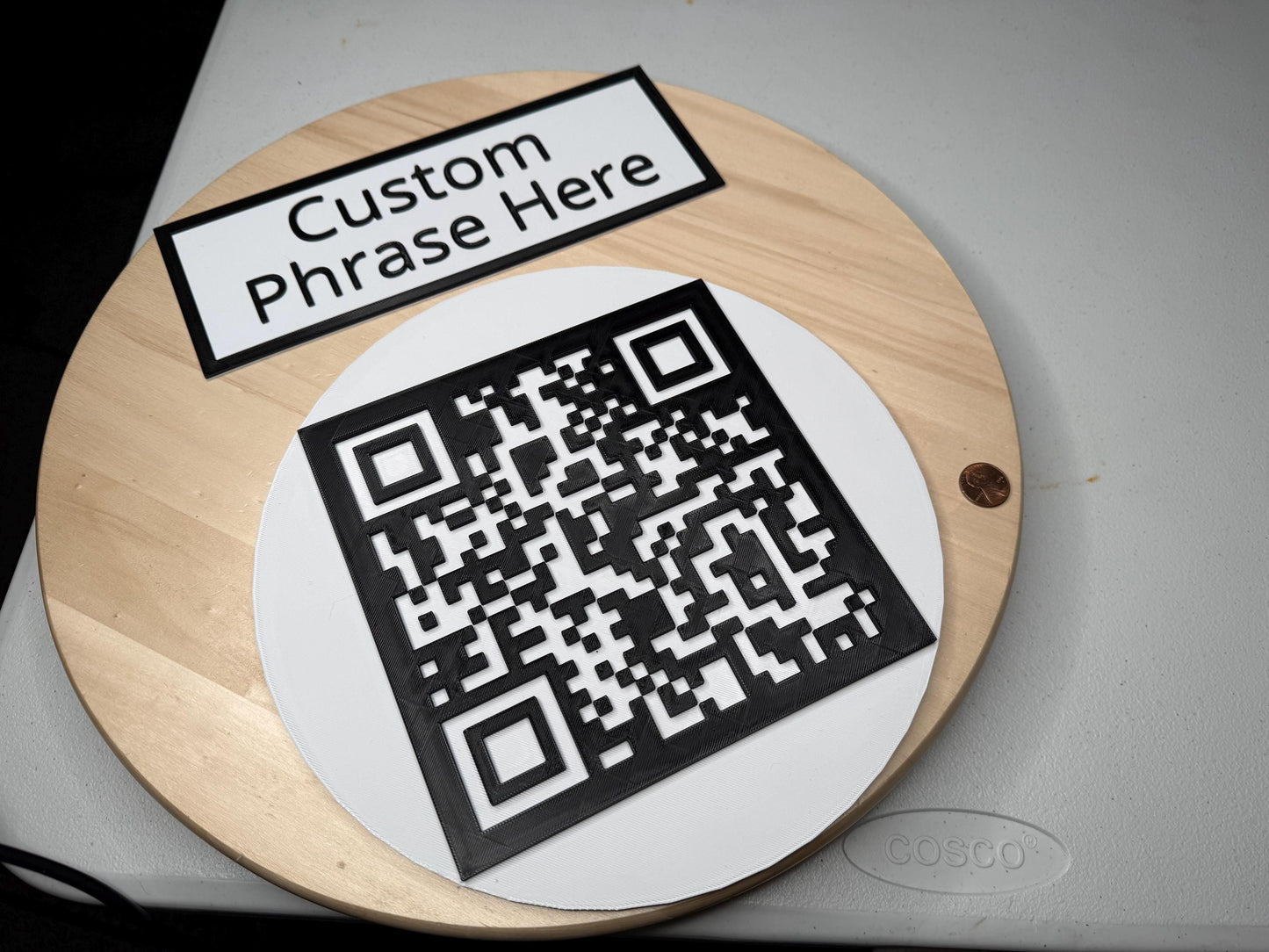 Large Custom QR Code Sign with Custom Phrase | Tabletop Business Display | Restaurant, Wedding, Event Sign Circle