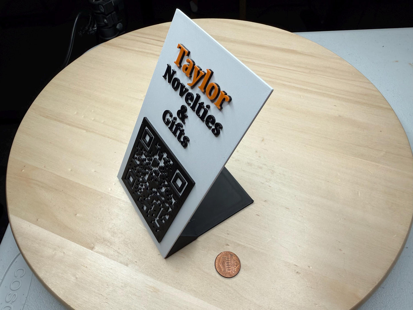 Custom QR Code Business Card Style Display Stand Portrait Medium 15cm | Personalized Contactless Networking Sign | Desk or Counter Display