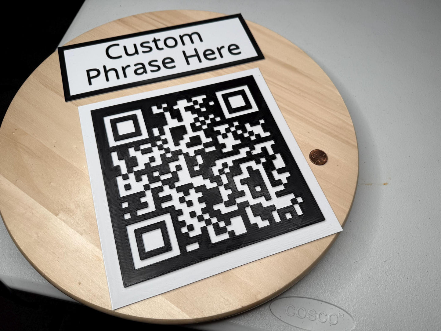 Large Custom QR Code Sign with Custom Phrase | Tabletop Business Display | Restaurant, Wedding, Event Sign Square
