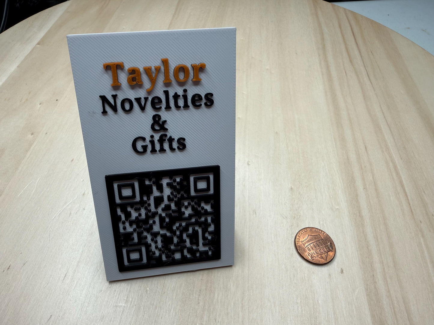Custom QR Code Business Card Display Stand Portrait | Personalized Contactless Networking Sign | Desk or Counter Display