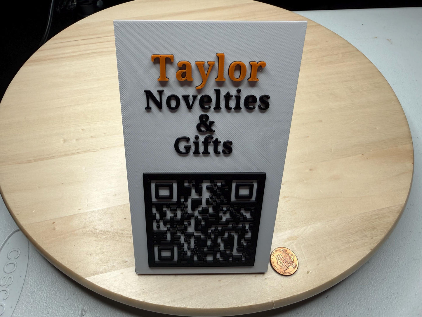 Custom QR Code Business Card Style Display Stand Portrait Medium 15cm | Personalized Contactless Networking Sign | Desk or Counter Display