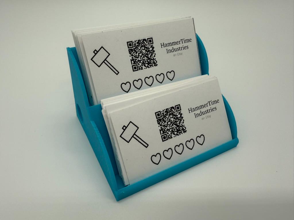 Double Business Card Stand Holder β Fits Standard, Landscape & Portrait Cards | Dual Display Tray for Desk, Office, Craft Fair, or Countertop