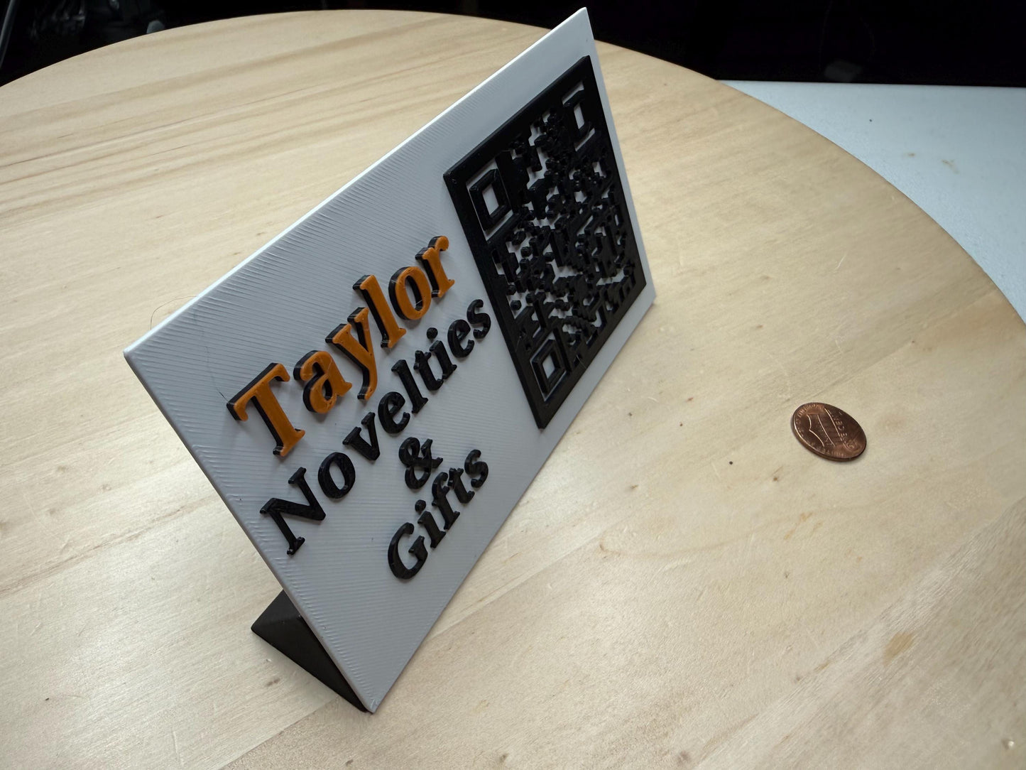 Custom QR Code Business Card Style Display Stand Medium 15cm | Personalized Contactless Networking Sign | Desk or Counter Display