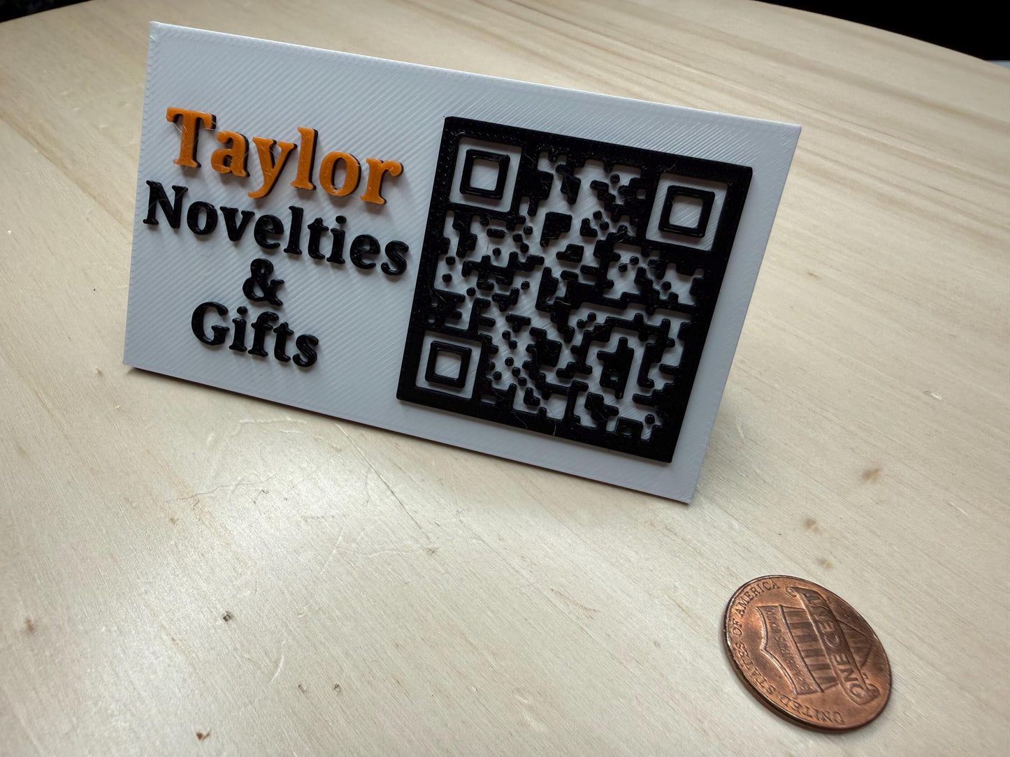 Custom QR Code Business Card Display Stand | Personalized Contactless Networking Sign | Desk or Counter Display