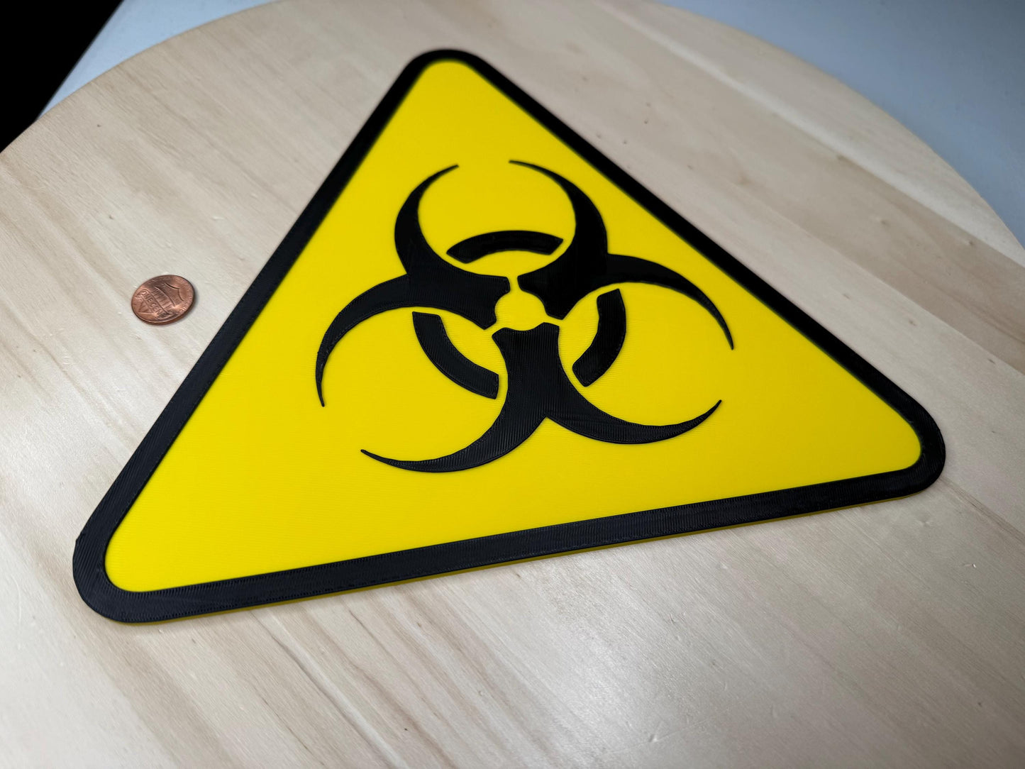 Biohazard Sign – Yellow Triangle Wall Art | Hazard Symbol Logo Decor for Labs, Garages, Workshops, or Themed Rooms
