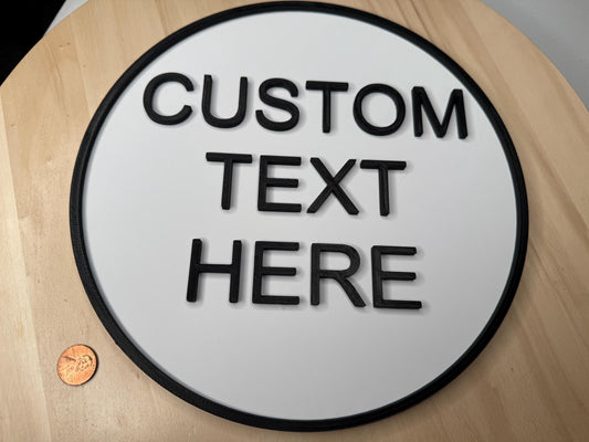 Custom Text Circle Sign – 25 cm Round Wall Banner Label | Personalized Home, Office, or Business Decor | Modern Wall Art
