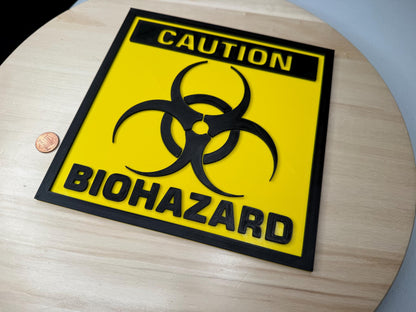 Biohazard Sign – Yellow Square Wall Art | Hazard Symbol Logo Decor for Labs, Garages, Workshops, or Themed Rooms