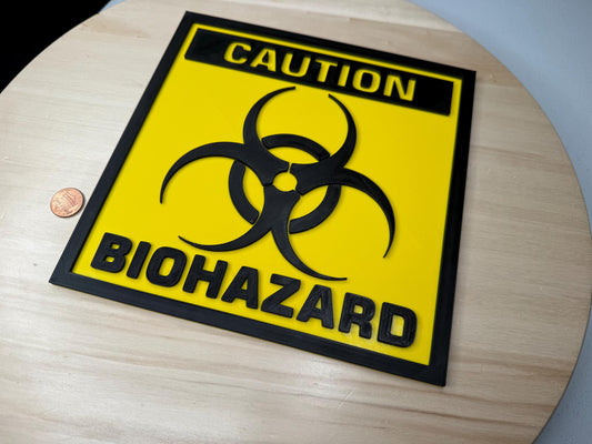 Biohazard Sign – Yellow Square Wall Art | Hazard Symbol Logo Decor for Labs, Garages, Workshops, or Themed Rooms