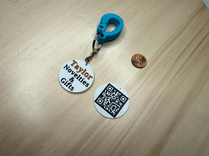 Custom QR Code & Text Keychain with Carabiner | Personalized Scan Tag for Business, Social Media Contact Info