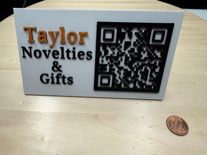 Custom QR Code Business Card Style Display Stand Medium 15cm | Personalized Contactless Networking Sign | Desk or Counter Display