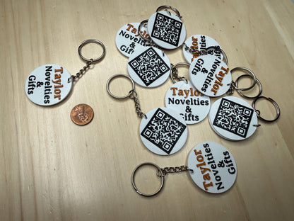 Custom QR Code & Text Keychain | Personalized Scan Tag | Business, Contact, Social Media Link Key Chain