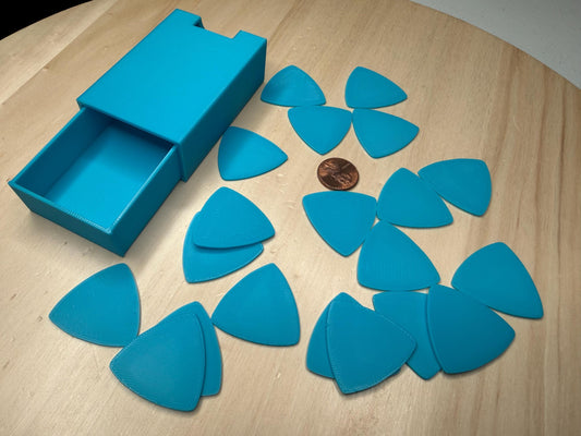 Equilateral Triangle Guitar Pick Set with Travel Case – Acoustic, Electric & Bass | Musician Gift | Durable Guitar Accessories