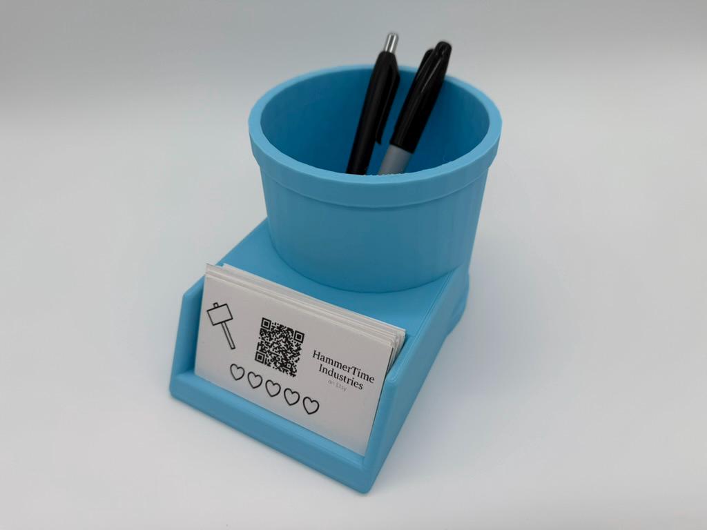 Standard Landscape & Portrait Business Card Stand – Pencil & Pen Holder Display Tray | Desk Organizer for Office, Home, or Events