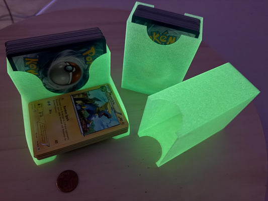 Glow in the Dark TCG Bundle – Draw & Discard Tray + 100 Card Deck Box | Fits Pokémon, Magic The Gathering, Yu-Gi-Oh | Gamer Gift Set