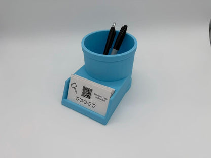 Standard Landscape & Portrait Business Card Stand – Pencil & Pen Holder Display Tray | Desk Organizer for Office, Home, or Events
