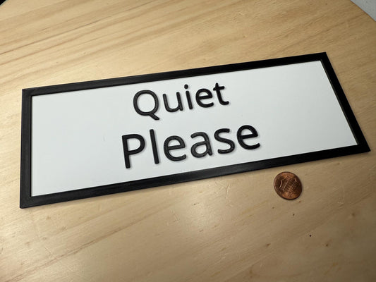 Quiet Please Sign – Silence, No Talking, Do Not Disturb Banner Display | Small Business, Restaurant, Door, Wall, or Office Décor