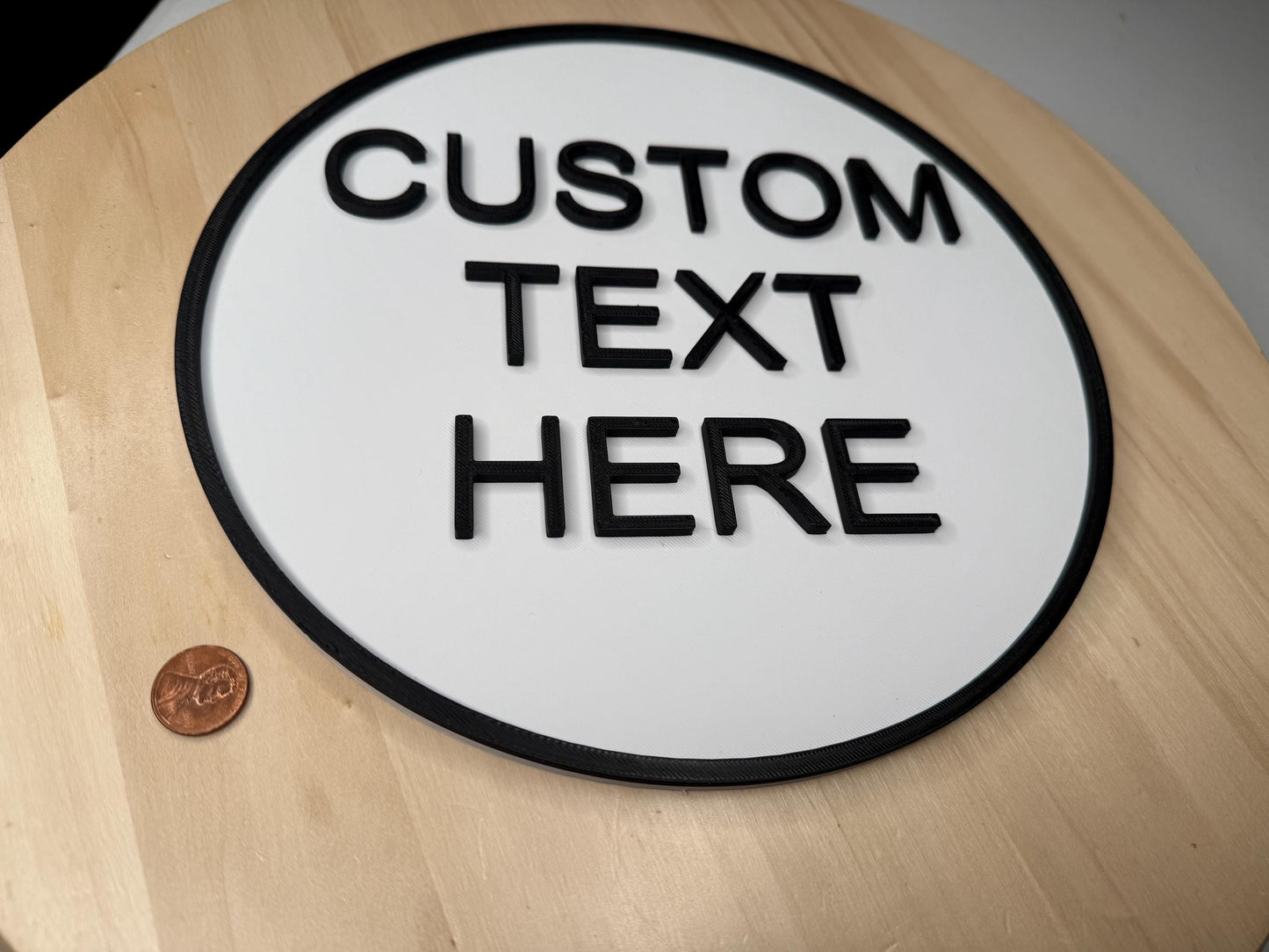 Custom Text Circle Sign – 25 cm Round Wall Banner Label | Personalized Home, Office, or Business Decor | Modern Wall Art