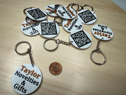 Custom QR Code & Text Keychain | Personalized Scan Tag | Business, Contact, Social Media Link Key Chain
