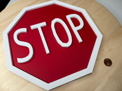 STOP Sign Wall Art Decor – Red Banner Label for Home, Office, Restaurant, or Small Business | Safety & Decorative Display Sign