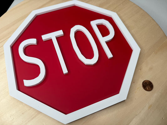 STOP Sign Wall Art Decor – Red Banner Label for Home, Office, Restaurant, or Small Business | Safety & Decorative Display Sign