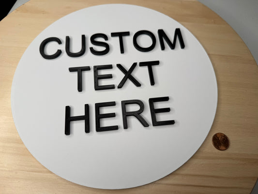 Custom Text Circle Sign – Round Wall Banner Label | Personalized Name Sign | Custom Phrase Decor for Home, Office & Small Business