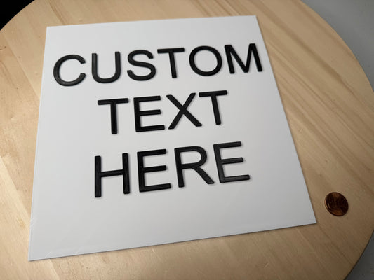 Custom Text Square Sign – Personalized Banner Label | Custom Phrase Wall Art for Home, Office, or Small Business Decor