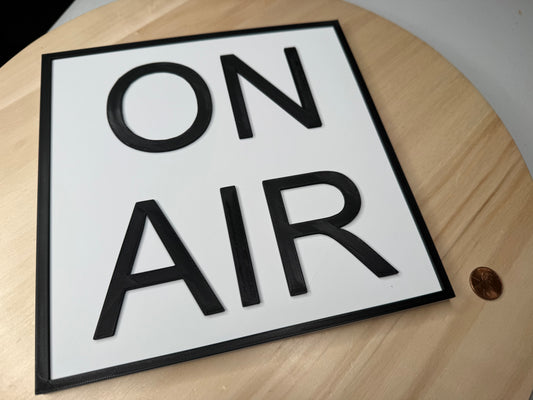 ON AIR Wall Sign – 21.5 cm Square Studio Sign | Podcast Room Decor | Recording in Progress Light Sign | Home Office Wall Art