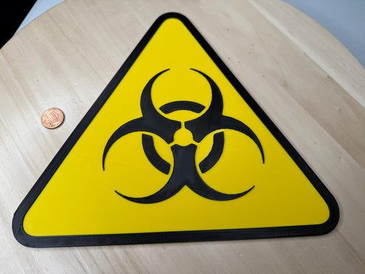 Biohazard Sign – Yellow Triangle Wall Art | Hazard Symbol Logo Decor for Labs, Garages, Workshops, or Themed Rooms