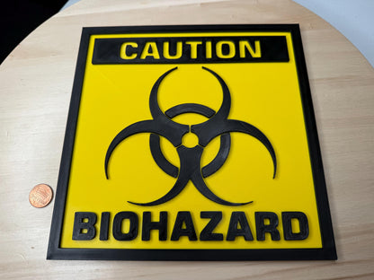 Biohazard Sign – Yellow Square Wall Art | Hazard Symbol Logo Decor for Labs, Garages, Workshops, or Themed Rooms