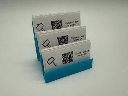 Triple Business Card Stand Holder | 3-Slot Display Tray for Landscape or Portrait Cards | Desk Organizer for Office, Vendor Booth, or Small Business