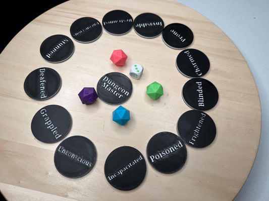 Dungeons & Dragons Condition Tokens Set – DnD 5e Game Markers | Tabletop RPG Accessories | Status Effect Tokens | Dungeon Master Tools
