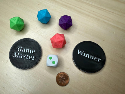 Game Master & Winner Tabletop Gaming Tokens Set | RPG and DnD Accessories | GM Marker and Victory Token Gift for Players