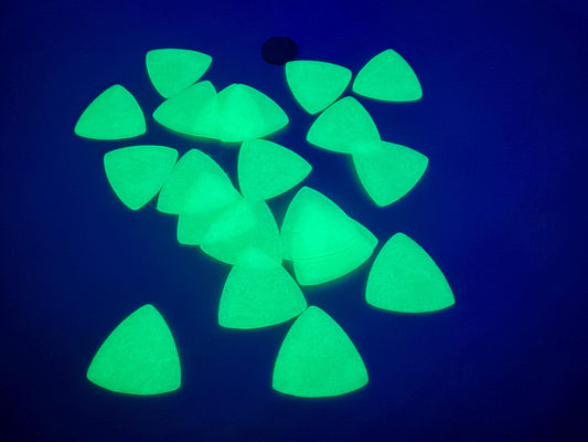 Glow in the Dark Triangle Guitar Pick Set 1mm – Equilateral Picks for Acoustic, Electric & Bass | Musician Gift | Strumming and Playing