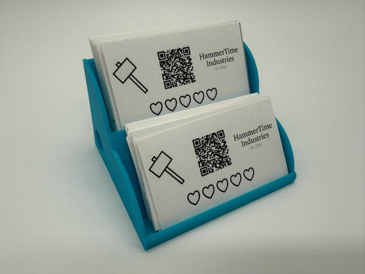 Double Business Card Stand Holder – Fits Standard, Landscape & Portrait Cards | Dual Display Tray for Desk, Office, Craft Fair, or Countertop