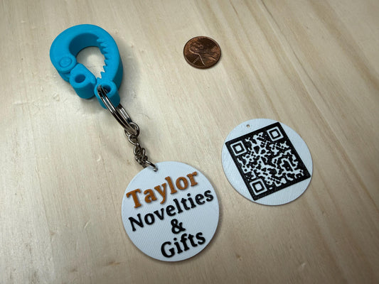 Custom QR Code & Text Keychain with Carabiner | Personalized Scan Tag for Business, Social Media Contact Info