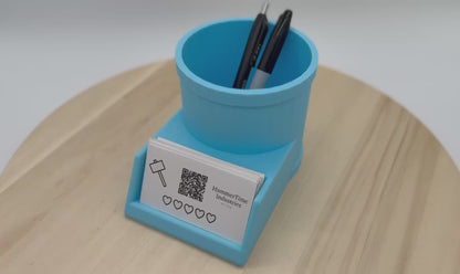 Standard Landscape & Portrait Business Card Stand – Pencil & Pen Holder Display Tray | Desk Organizer for Office, Home, or Events