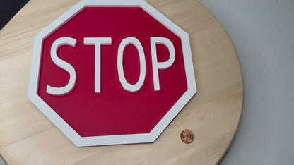 STOP Sign Wall Art Decor – Red Banner Label for Home, Office, Restaurant, or Small Business | Safety & Decorative Display Sign