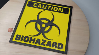 Biohazard Sign – Yellow Square Wall Art | Hazard Symbol Logo Decor for Labs, Garages, Workshops, or Themed Rooms