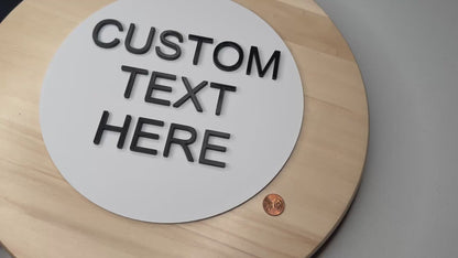 Custom Text Circle Sign – Round Wall Banner Label | Personalized Name Sign | Custom Phrase Decor for Home, Office & Small Business