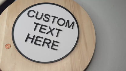 Custom Text Circle Sign – 25 cm Round Wall Banner Label | Personalized Home, Office, or Business Decor | Modern Wall Art